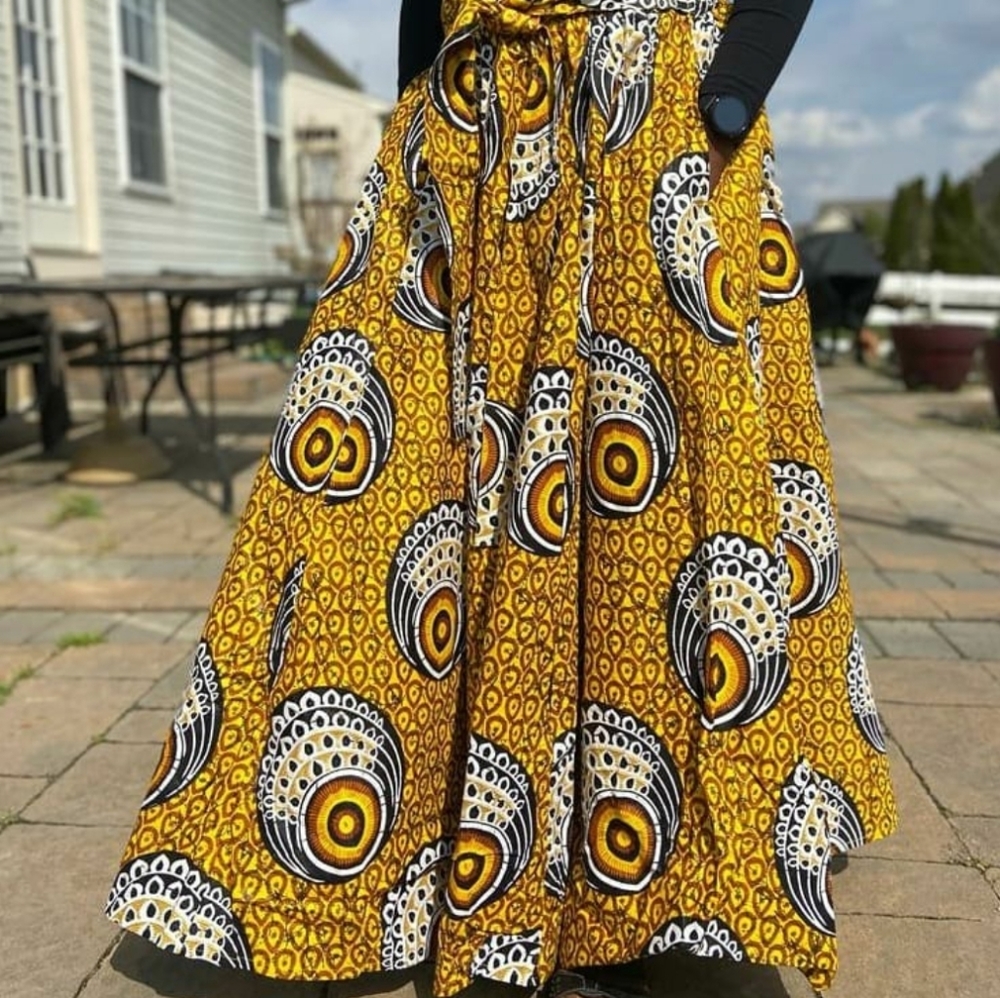 African wax print cotton maxi skirt